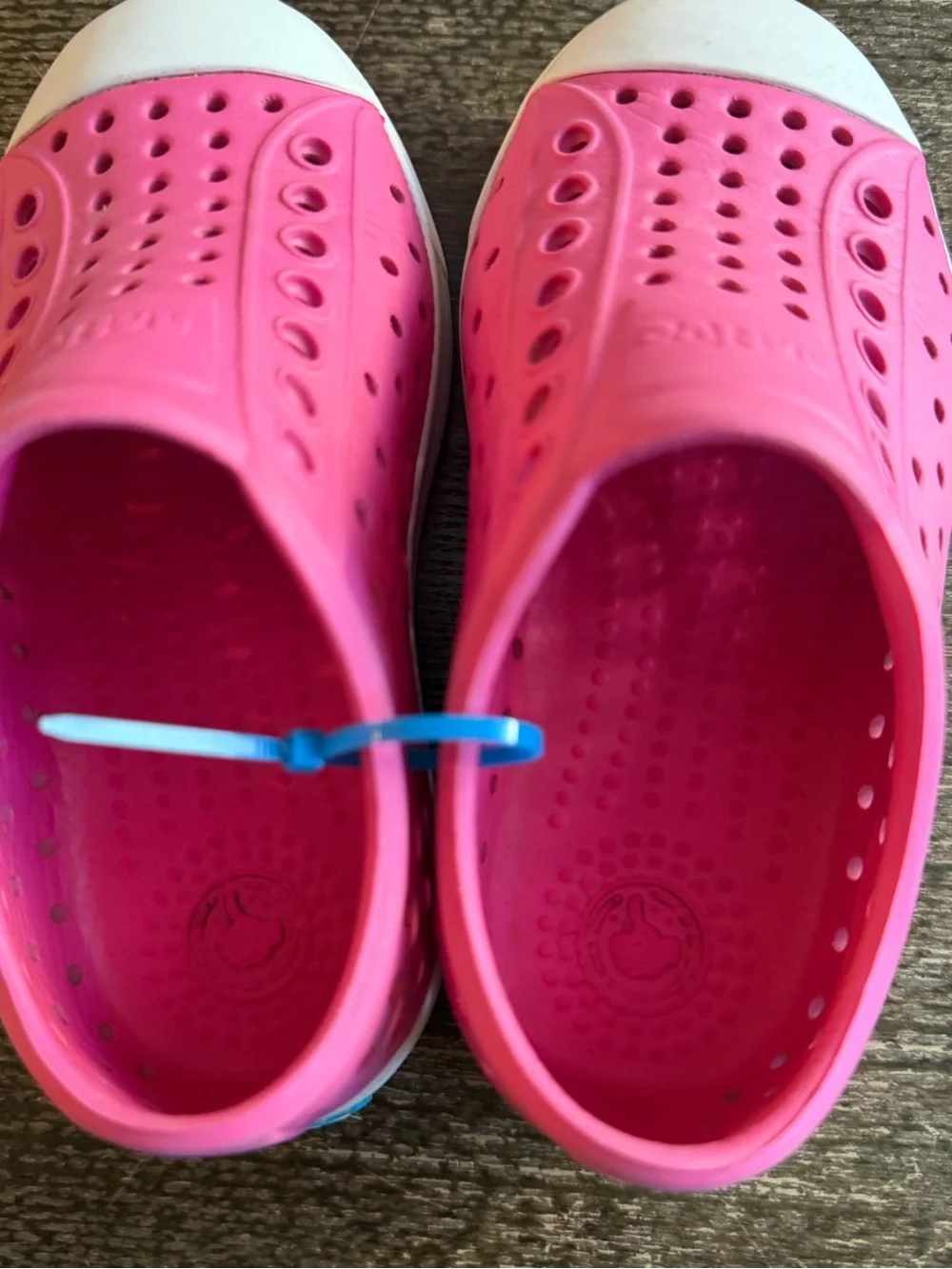 Native Kids Water Shoes — Bright Pink Slip-On with White Toe C8